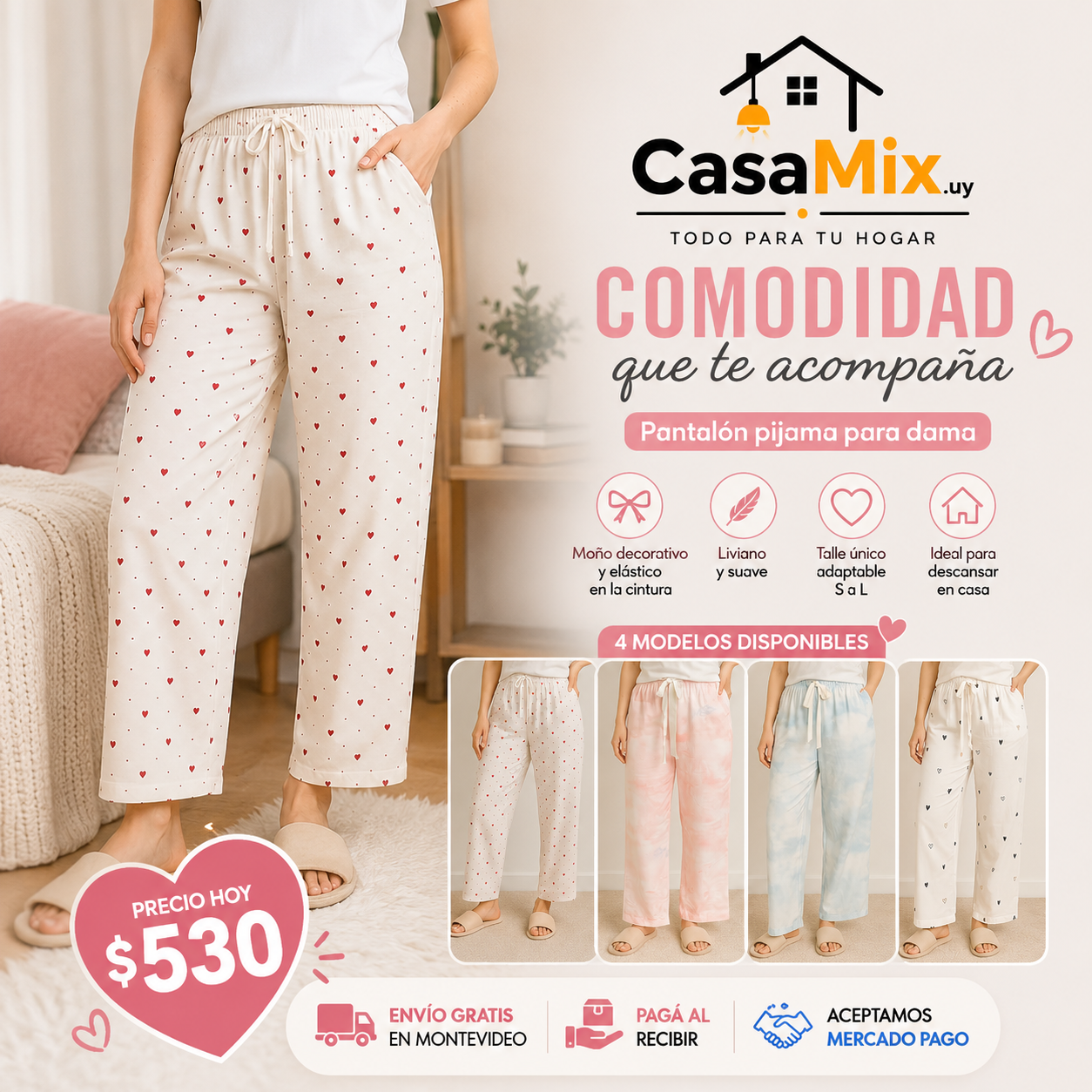Pantalones pijama para dama.