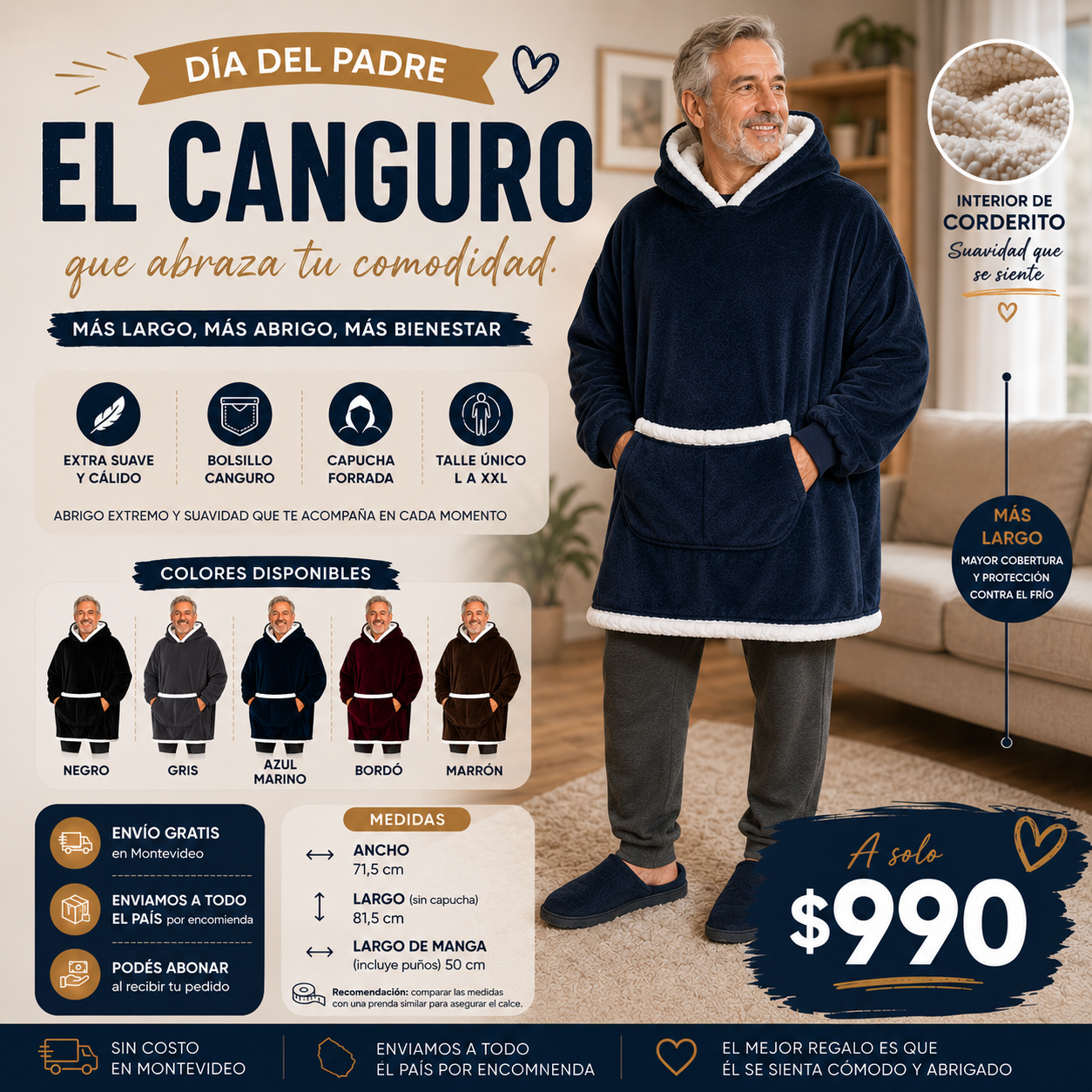 Canguro Forrado con Corderito