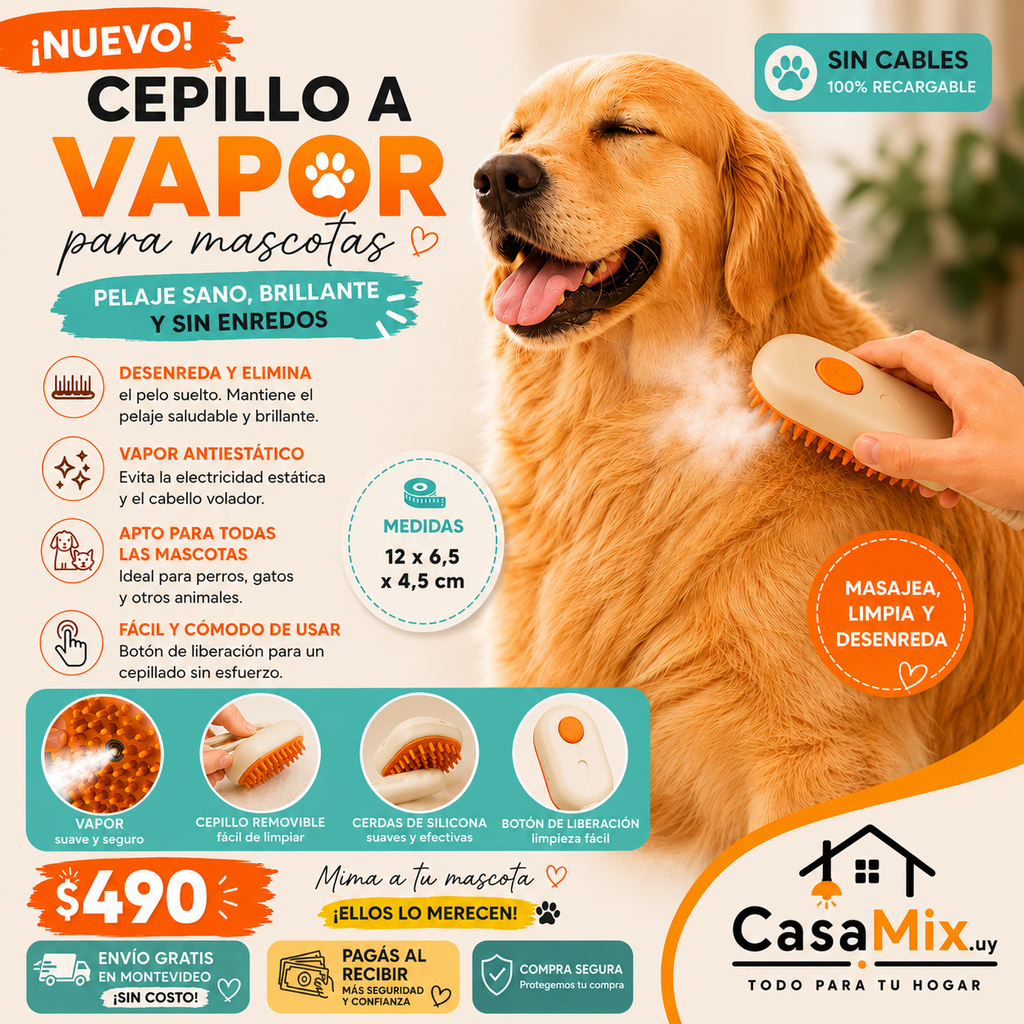 Cepillo a Vapor para Mascotas