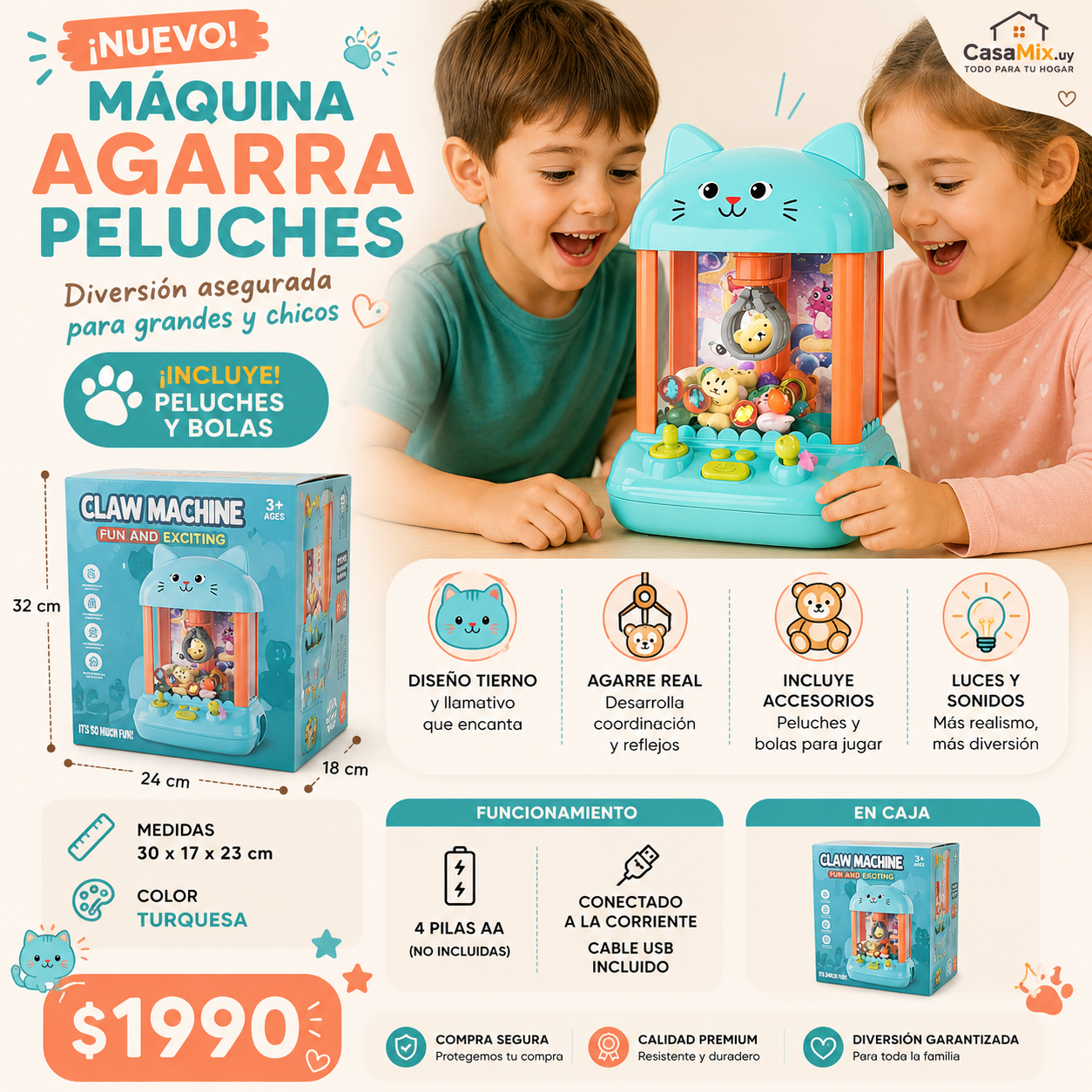Máquina agarra peluches.