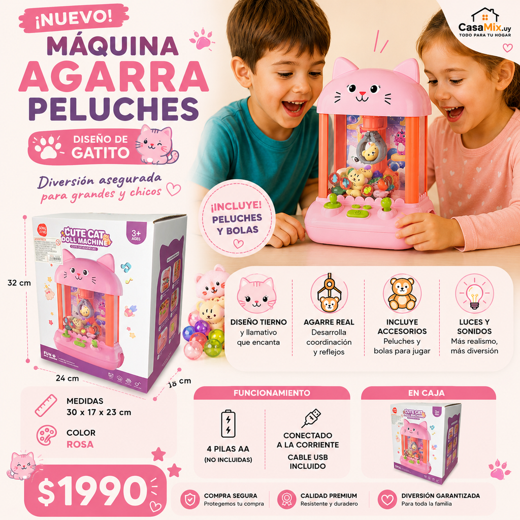 Máquina agarra peluches.