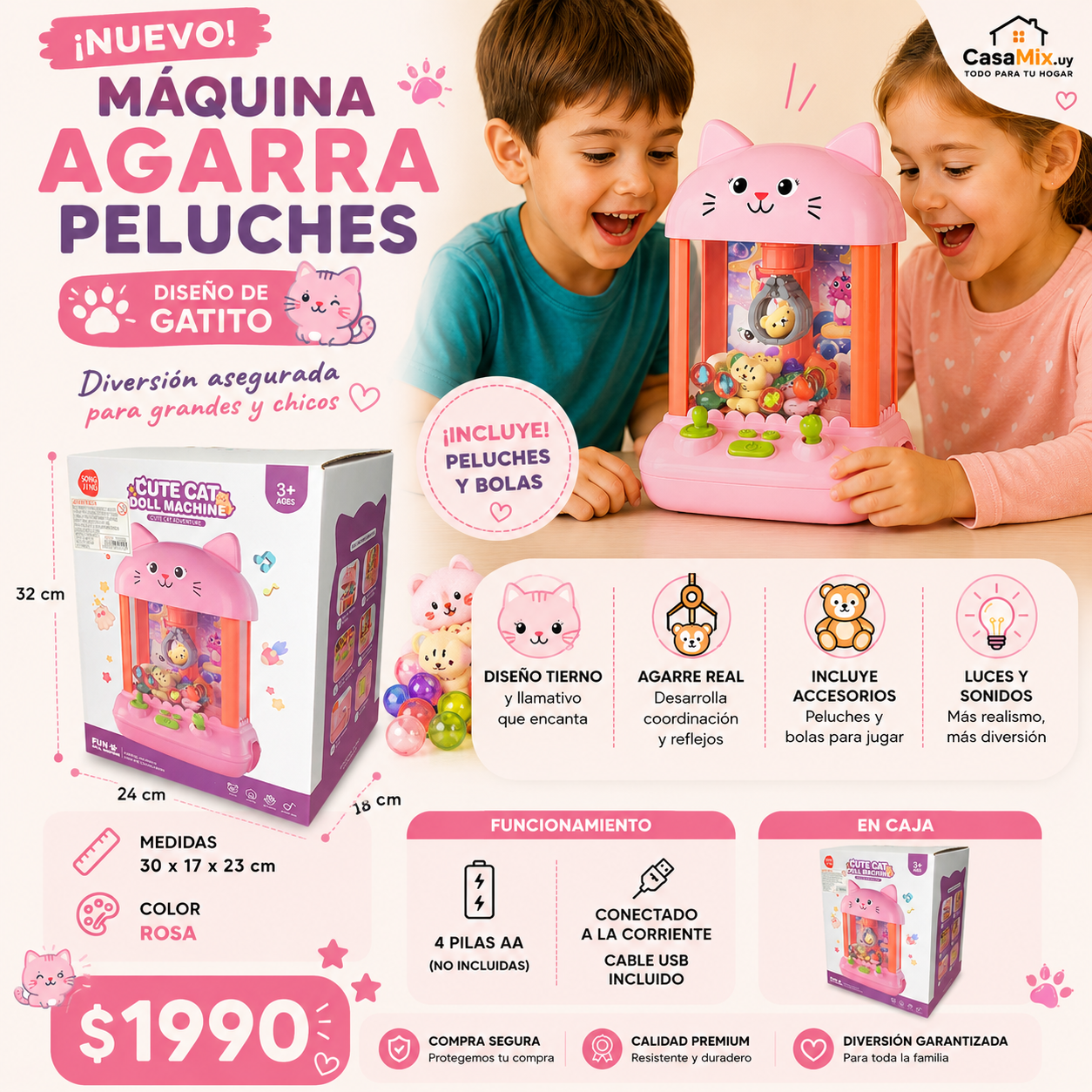 Máquina agarra peluches.